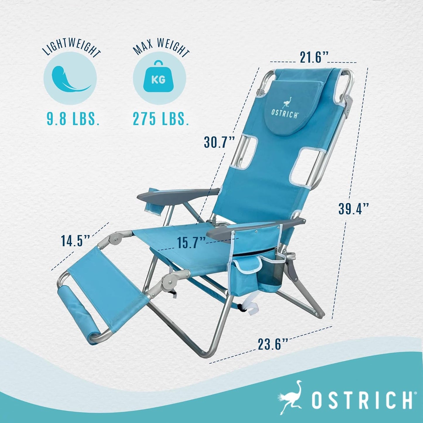 Chaise sac à dos 3-en-1 Ostrich – avec sac isotherme intégré