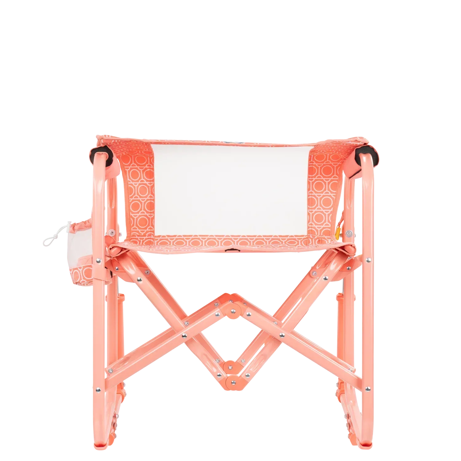Folded backrest of black stowaway rocker. 