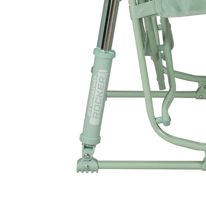 Spring-Action shocks on the Pastel Green Stowaway Rocker. 