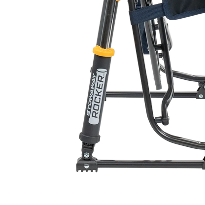 Spring-Action shocks on the Denim Stowaway Rocker. 