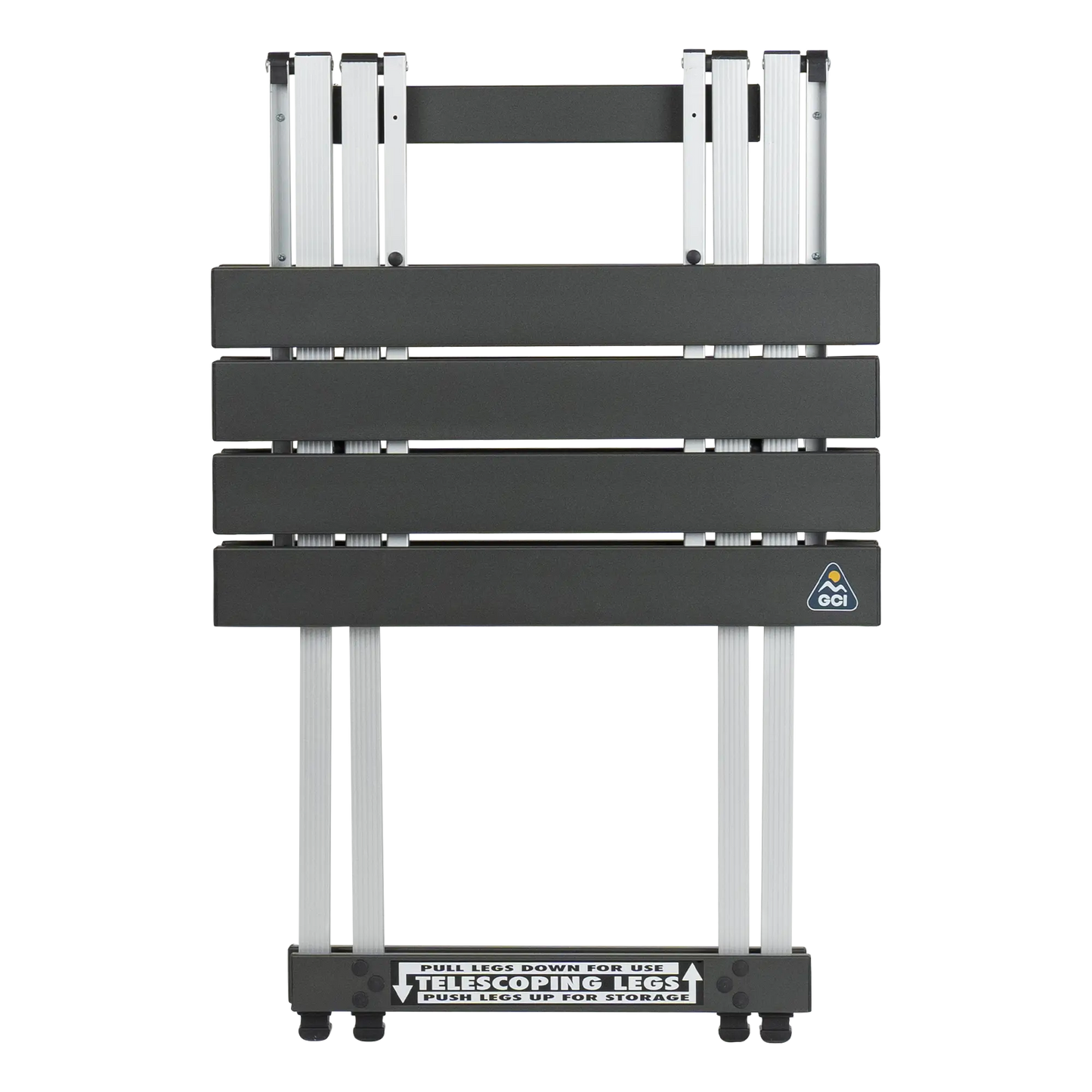 Compact Camp Table 20, Black Chrome, Extended