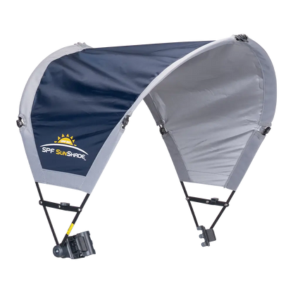 Front angle of the indigo sunshade accessory. 