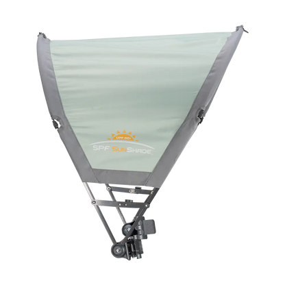 Side angle of the pastel green sunshade accessory. 