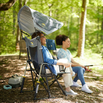 all-groups A woman smiling while watching her daughter fish while she sits in a Sunshade Rocker. 