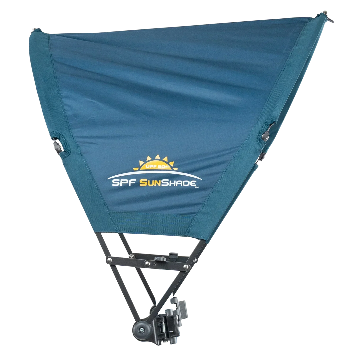 Side angle of the teal Sunshade Accessory.