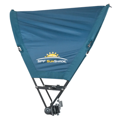 Side angle of the teal Sunshade Accessory.