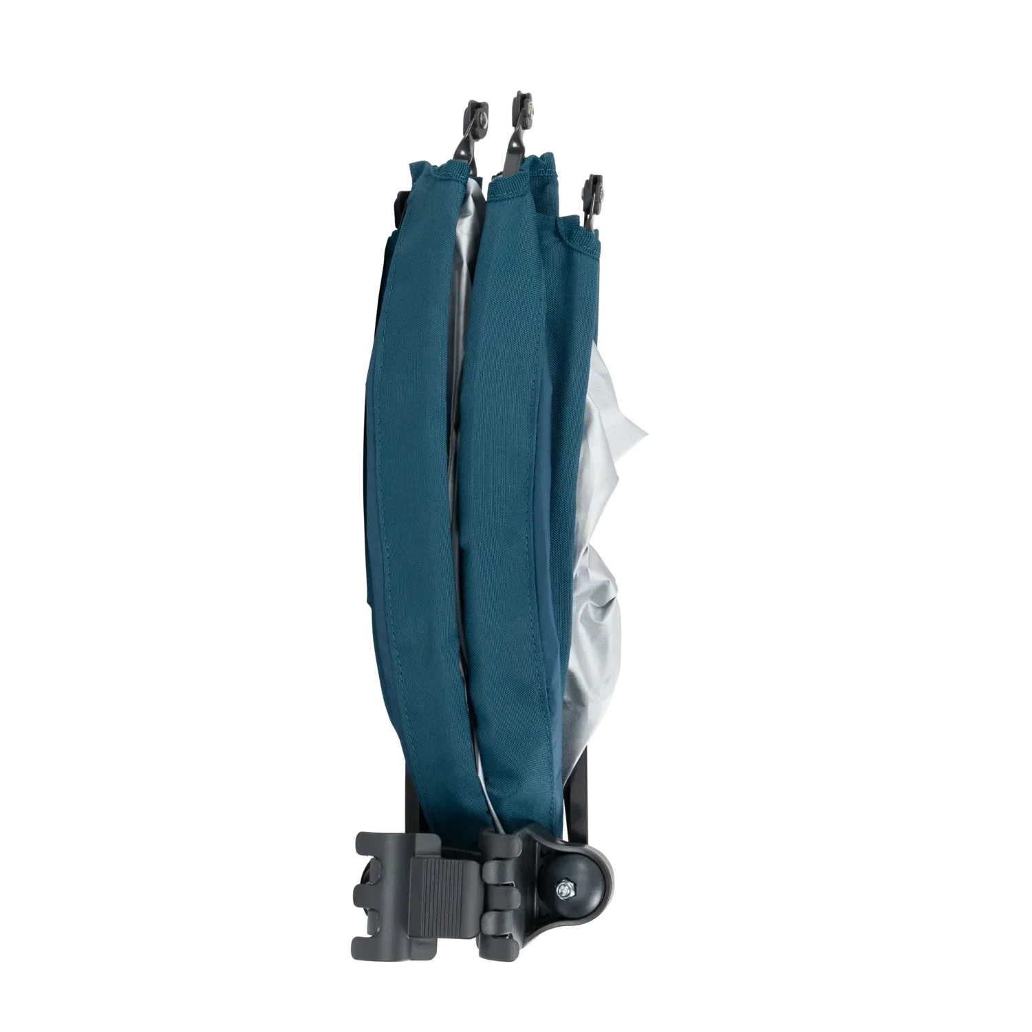 A teal Sunshade Accessory folded up.
